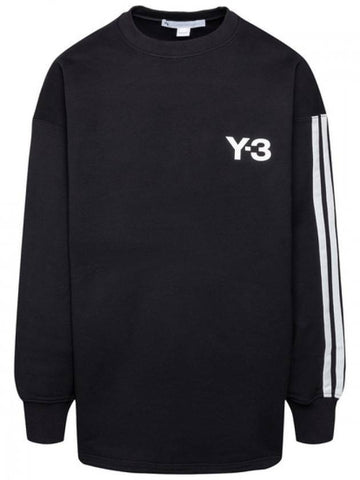 Logo Striped Crew Neck Sweatshirt Black - Y-3 - BALAAN 1