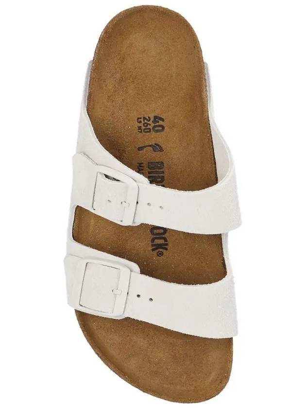 Arizona Suede Leather Slippers Antique White - BIRKENSTOCK - BALAAN 5