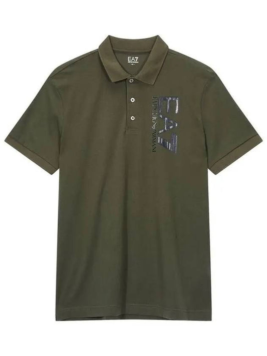 Men s EA7 Logo Graphic Polo Shirt Fatigue - EMPORIO ARMANI - BALAAN 1