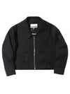 Women's Heavy Twill Wide Collar Zip-Up Jacket Black - GANNI - BALAAN 2