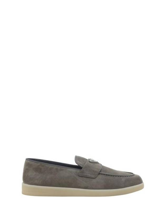 Triangle Logo Suede Loafers Grey - PRADA - BALAAN 2