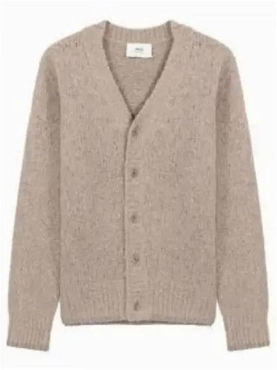 Brushed Wool Alpaca Cardigan Beige - AMI - BALAAN 2