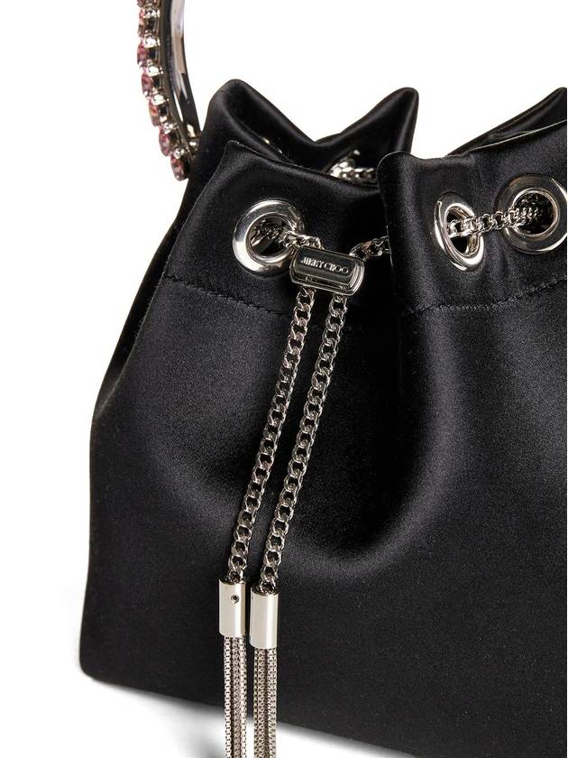 'Bon Bon' Mini Black Handbag With Metal Crystal Bracelet Handle In Satin Fabbric Woman - JIMMY CHOO - BALAAN 8