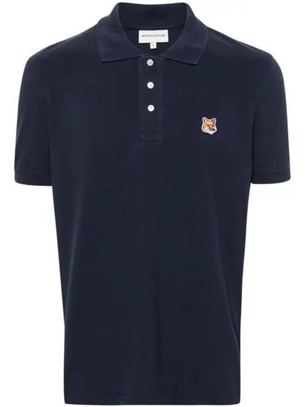 Fox Head Patch Cotton Polo Shirt Blue - MAISON KITSUNE - BALAAN 2