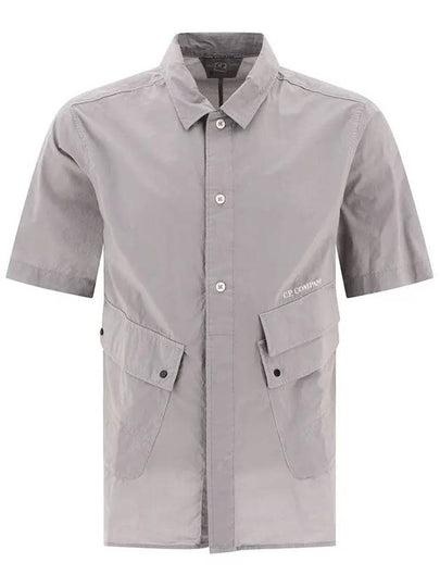 Cotton Popeline Pocket Short Sleeve Shirt Grey - CP COMPANY - BALAAN 2