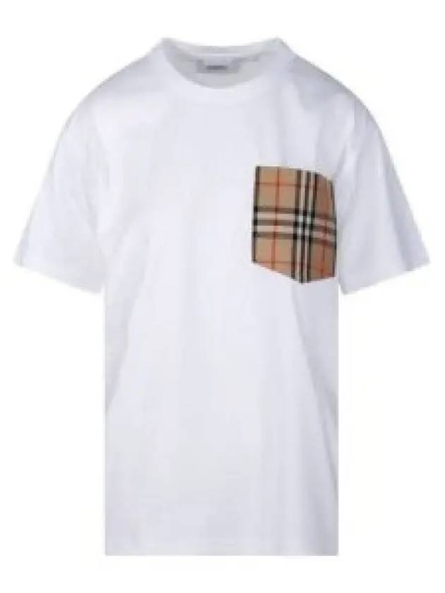 Check Pocket Crew Neck Cotton Short Sleeve T-Shirt White - BURBERRY - BALAAN 2