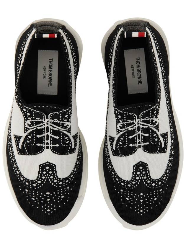 Tech Trompe L'oeil Long Wingtip Low Top Sneakers Black - THOM BROWNE - BALAAN 4