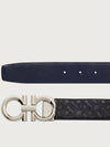 Gancini Buckle Reversible Leather Belt Navy Black - SALVATORE FERRAGAMO - BALAAN 3