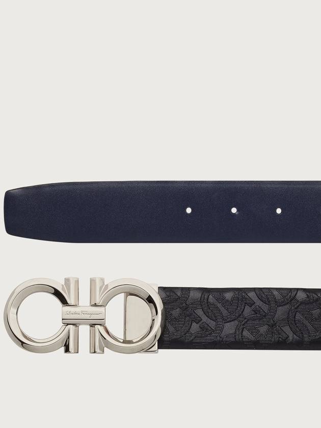 Gancini Buckle Reversible Leather Belt Navy Black - SALVATORE FERRAGAMO - BALAAN 3