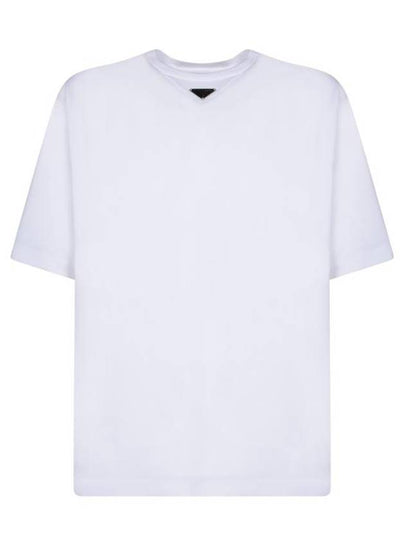 Metal Triangle Logo Short Sleeve T-Shirt White - PRADA - BALAAN 2