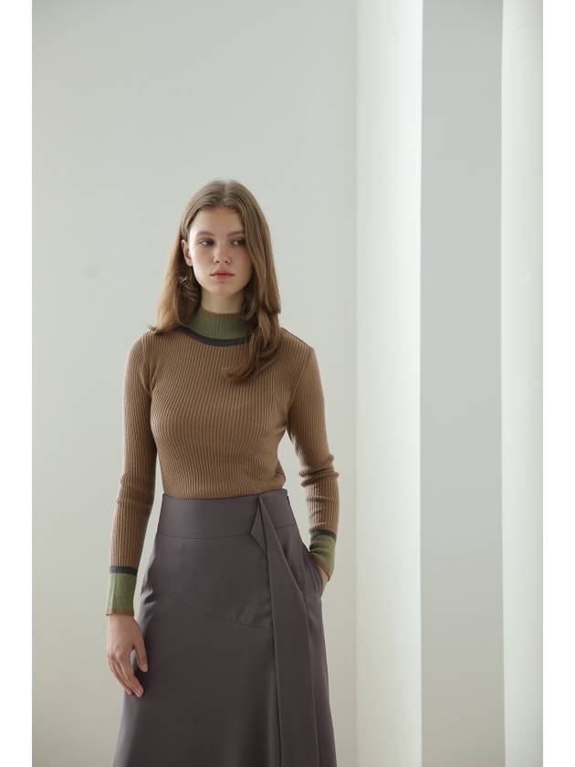 Kaisienne color block half neck polar knit camel - CAHIERS - BALAAN 4