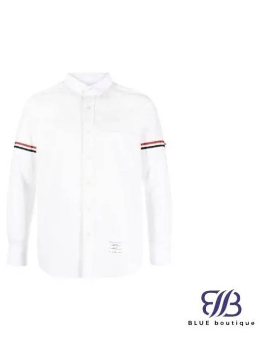 Armband Detail Seersucker Long Sleeve Shirt White - THOM BROWNE - BALAAN 2