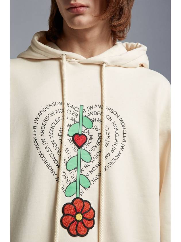 Flower Fleece Jersey Hoodie Beige - MONCLER - BALAAN 5