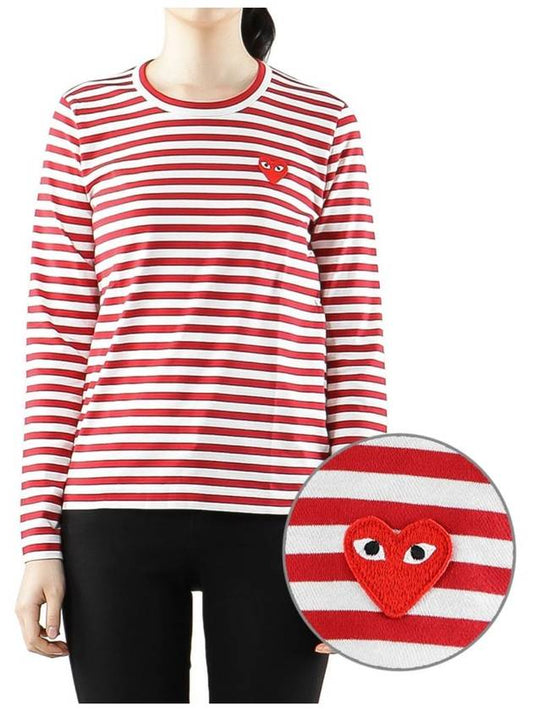 P1T163 RED WHITE Women s Striped Long Sleeve T Shirt - COMME DES GARCONS - BALAAN 1