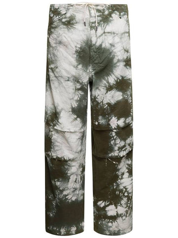 'Daisy' Military Green Tie-Dye Cargo Pants In Cotton Woman - DARKPARK - BALAAN 1