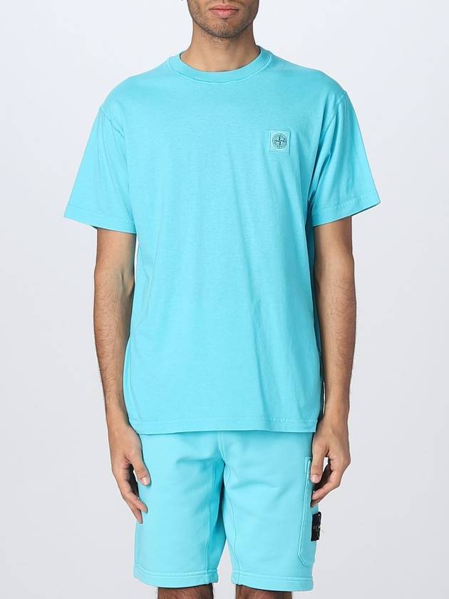 Pisato Effect Logo Patch Short Sleeve T-Shirt Turquoise - STONE ISLAND - BALAAN 2