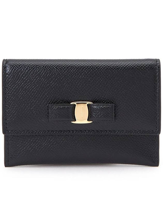 Vara Bow Card Walletr Black - SALVATORE FERRAGAMO - BALAAN 2