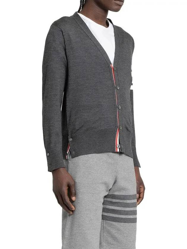 Men's Sustainable Classic Diagonal Wool Cardigan Dark Grey - THOM BROWNE - BALAAN 5