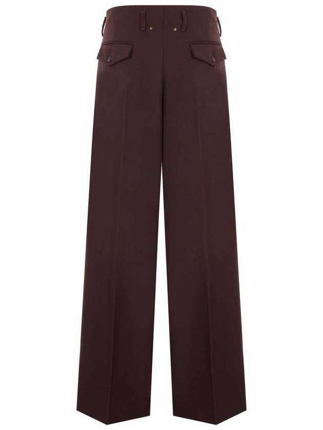 Compact Gabardine Wool Wide Pants Brown - GOLDEN GOOSE - BALAAN 3