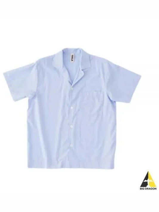 Poplin Pajamas Organic Cotton Short Sleeve Shirt Blue - TEKLA - BALAAN 2