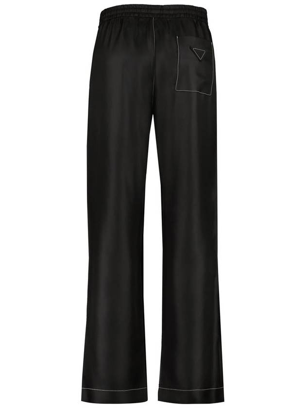 Stitched Silk Straight Pants Black - PRADA - BALAAN 3