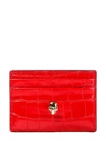 Skull Crocodile Leather Card Wallet Red - ALEXANDER MCQUEEN - BALAAN 2