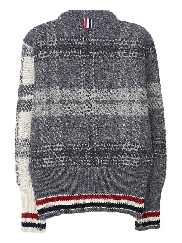 Tartan Check Jacquard Wool Mohair Knit Top Grey - THOM BROWNE - BALAAN 3