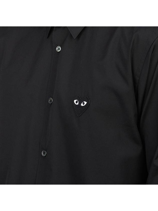 Heart Patch Poplin Long Sleeve Shirt Black - COMME DES GARCONS PLAY - BALAAN 7