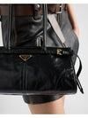 Medium Leather Tote Shoulder Bag Black - PRADA - BALAAN 9