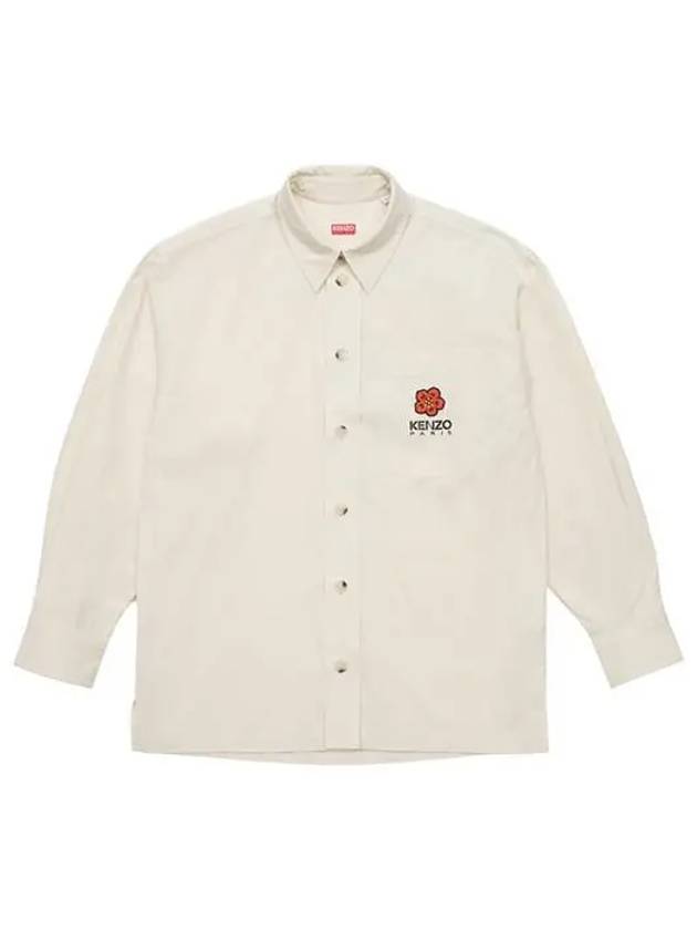 Men's Balk Flower Crest Oversized Long Sleeve Shirt Ivory - KENZO - BALAAN.