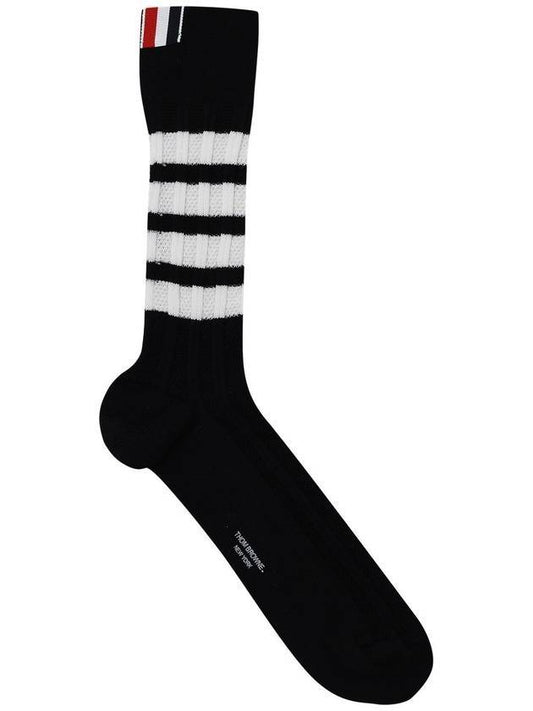 RWB Diagonal Bar High Socks Black - THOM BROWNE - BALAAN 1
