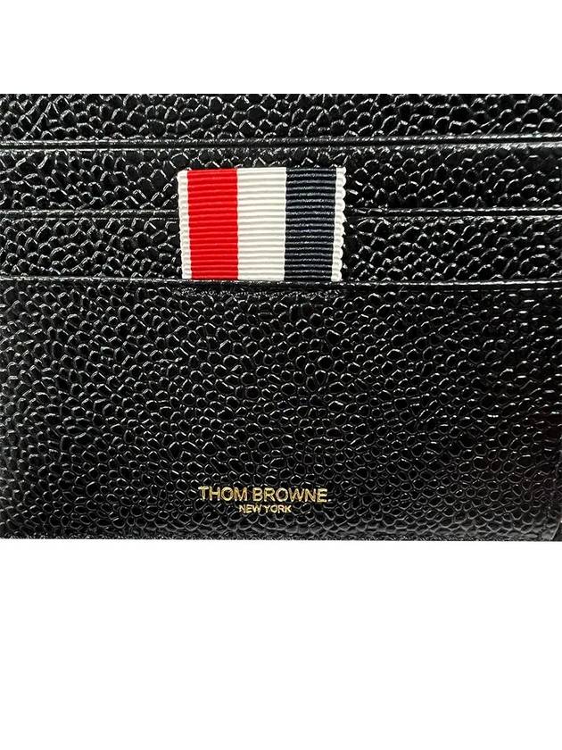 Pebble Grain Leather Debossed 4 Bar Billfold Half Wallet Black - THOM BROWNE - BALAAN 5