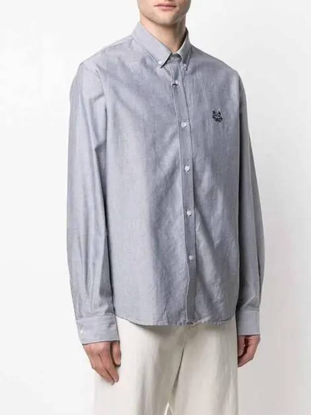 Men's Tiger Embroidery Oxford Cotton Long Sleeve Shirt Gray Shirt 5CH400 1LD 99 - KENZO - BALAAN 2