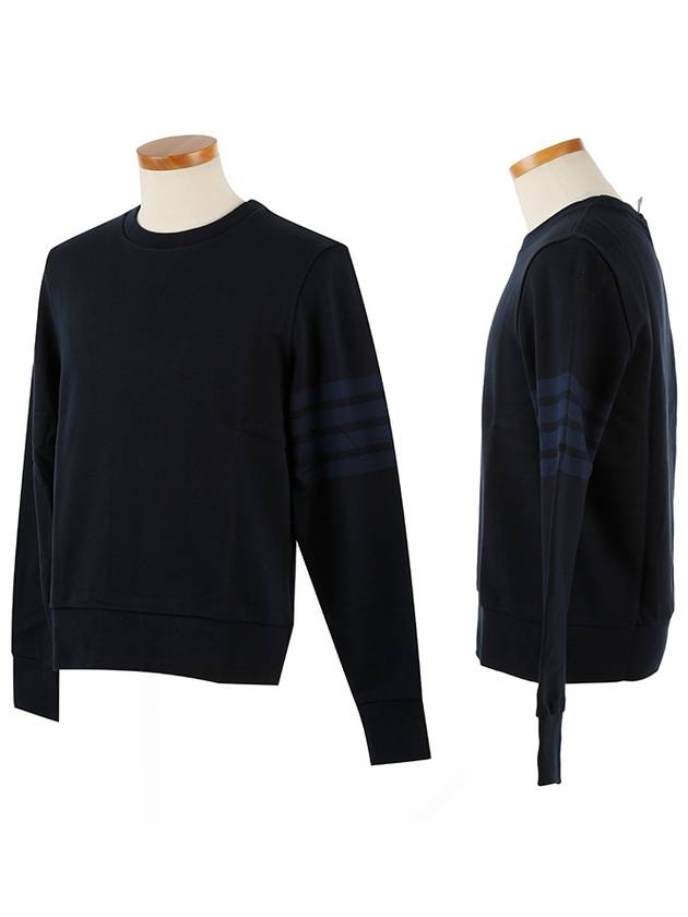 4 Bar Tonal Crew Neck Sweatshirt Navy - THOM BROWNE - BALAAN 3