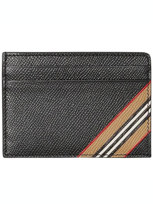 Icon Stripe Grainy Leather Card Wallet Black - BURBERRY - BALAAN 2