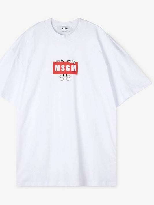 Cartoon Logo Print Short Sleeve T-Shirt White - MSGM - BALAAN 2