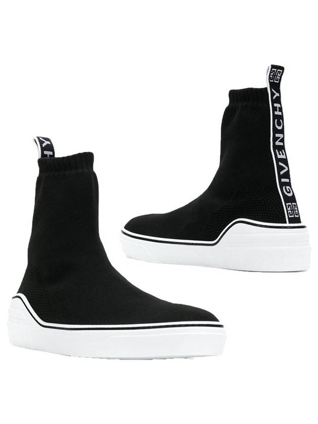 Back Logo Band V Knit Mid High Top Sneakers Black - GIVENCHY - BALAAN 1