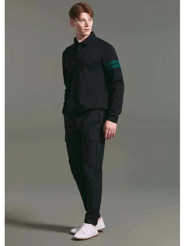 Online Exclusive Men s Cushion Color Line Long Sleeve Collar T Shirt Black - CLEVELAND GOLF - BALAAN 5