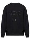 Embroidered Logo Crew Neck Sweatshirt Black - FENDI - BALAAN 2