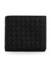 Intrecciato Calf Leather Half Wallet Black - BOTTEGA VENETA - BALAAN 2