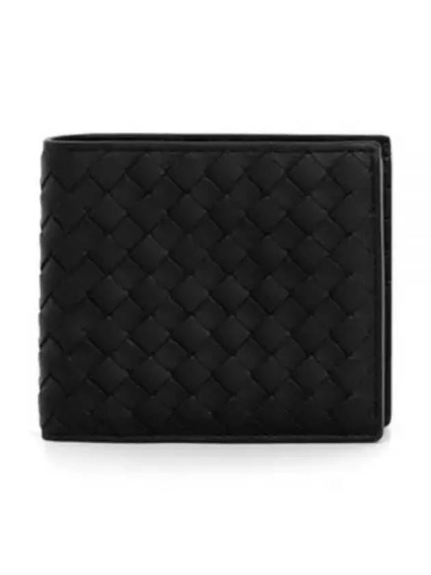 Intrecciato Calf Leather Half Wallet Black - BOTTEGA VENETA - BALAAN 2