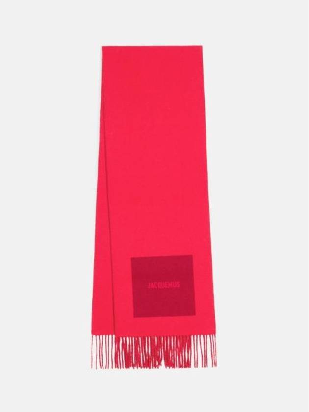 Logo Detail Fringe Muffler Red - JACQUEMUS - BALAAN 3