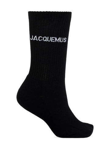 Les Chausettes Ribbed Crew Socks Black - JACQUEMUS - BALAAN.