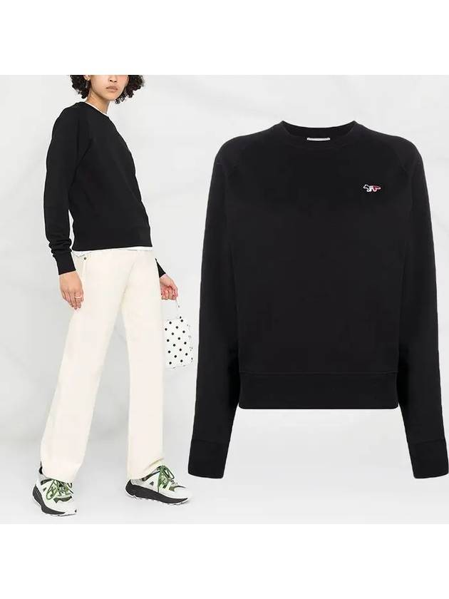 Tricolor Fox Patch Adjusted Sweatshirt Black - MAISON KITSUNE - BALAAN 2