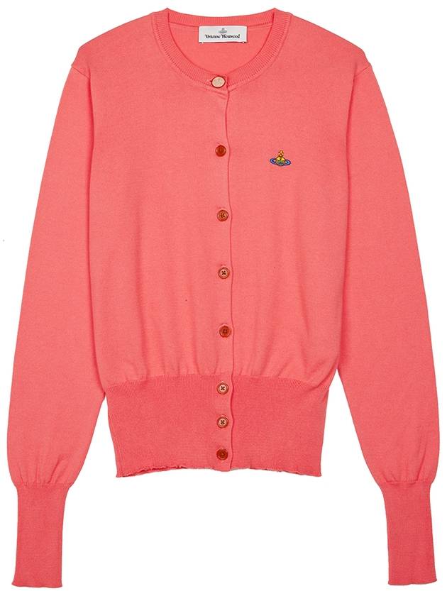 Bea Embroid Logo Cotton Cardigan Coral - VIVIENNE WESTWOOD - BALAAN 2