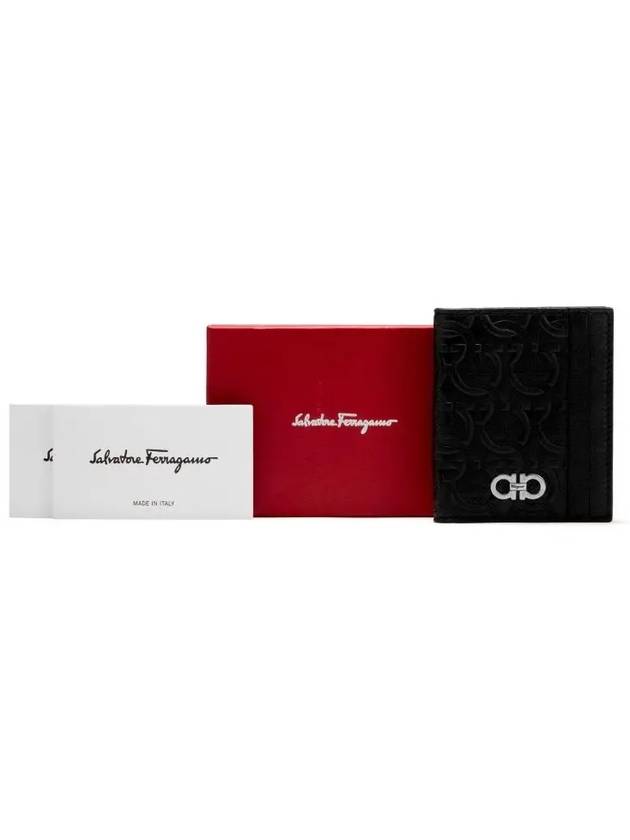 Embossed Logo Flap Gancini Card Wallet Black - SALVATORE FERRAGAMO - BALAAN 5