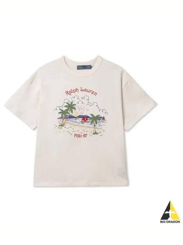 W Summer Beach Short Sleeve T Shirt Antique Cream - POLO RALPH LAUREN - BALAAN 1