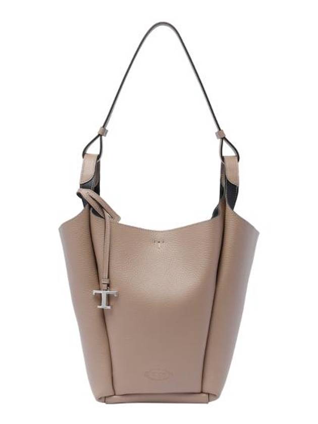 Leather Small Bucket Bag Beige - TOD'S - BALAAN 1