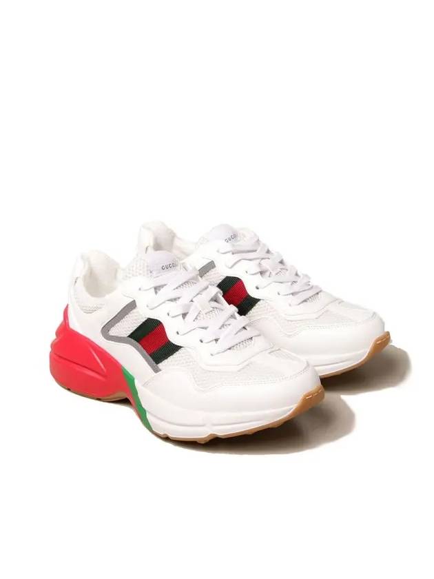 Web Rhyton Oversole Low Top Sneakers White - GUCCI - BALAAN 3