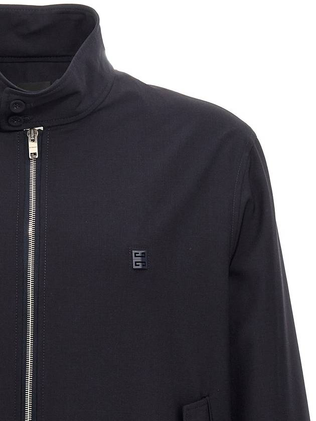 4G Detail Wool Poplin Harrington Zip-Up Jacket Night Blue Navy - GIVENCHY - BALAAN 4